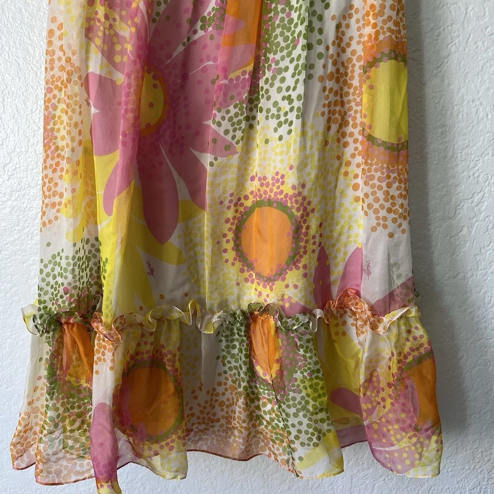 Milly Of New York Dress Size 6 Babydoll Slip Dress 100% Silk Side Zip Floral Y2K - Picture 3 of 8